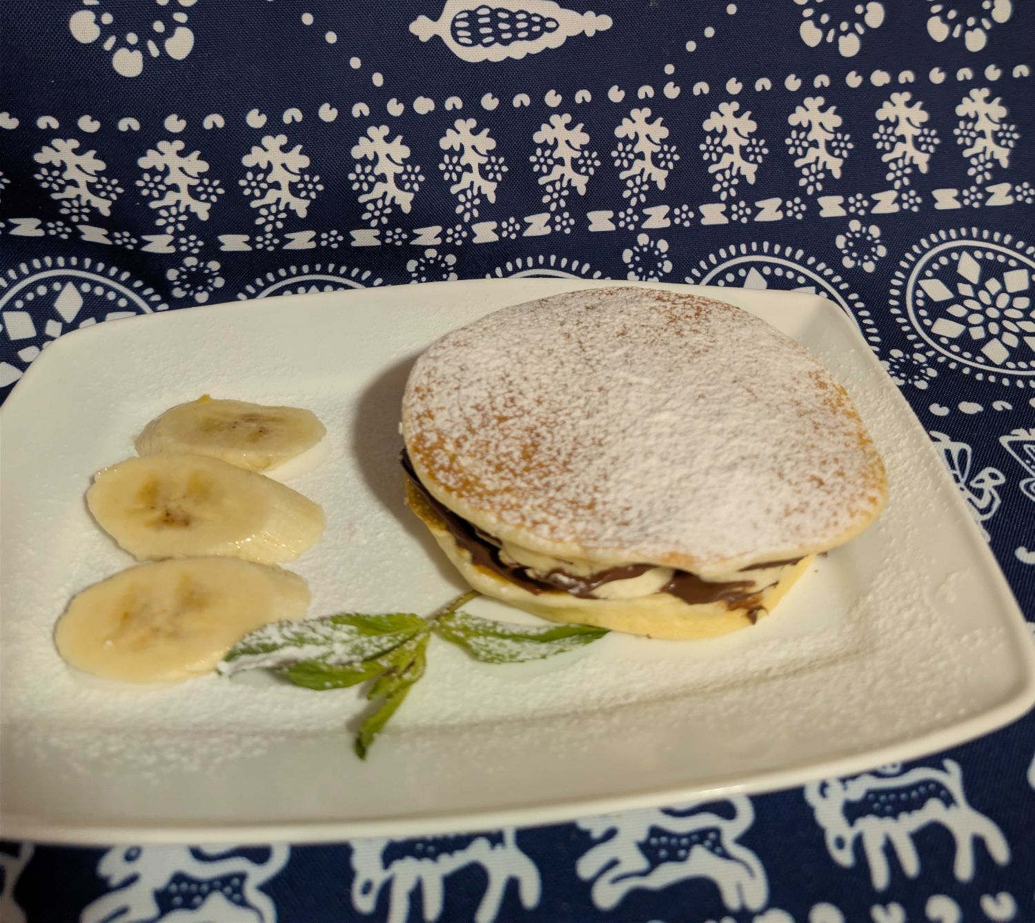 Pancake with chocolate and banana